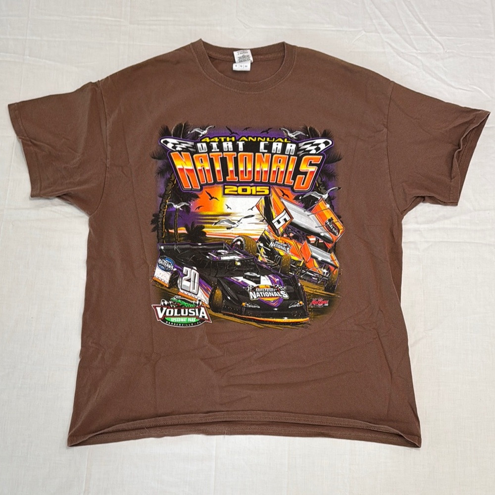 Gildan Brown Dirt Car Racing Nationals 2015 Graphic T-Shirt - XL - Volusia